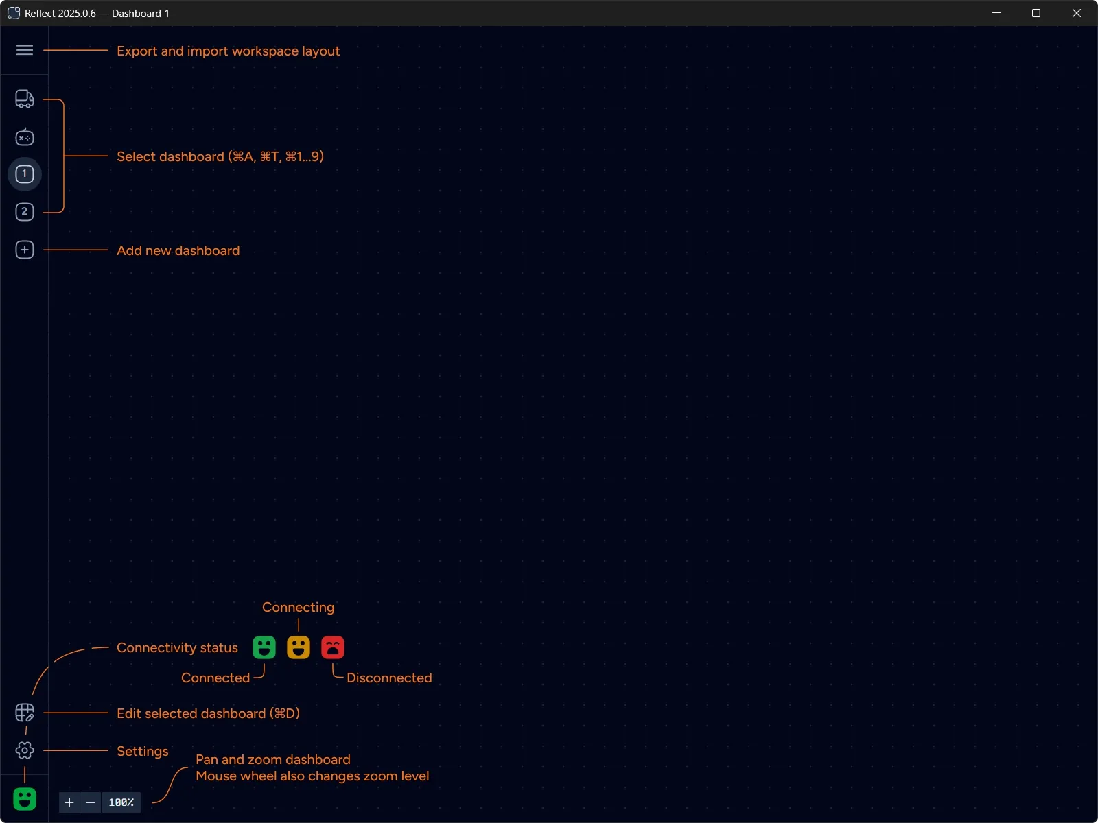 Reflect Dashboard UI Navigation